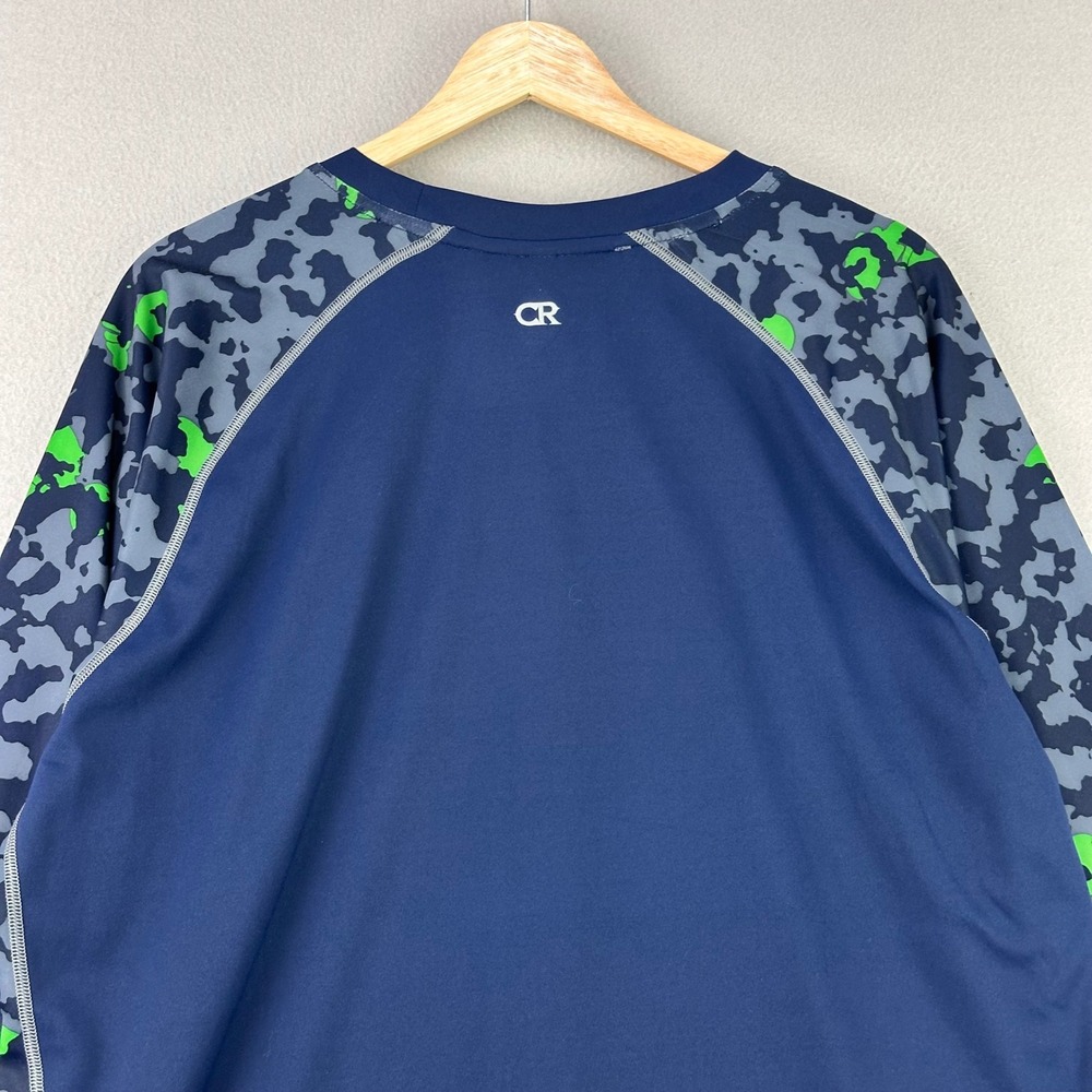 Club Ride T-Shirt Mens XL Blue Long Sleeve Performance Cycling Camo MTB Racing - Picture 3 of 9